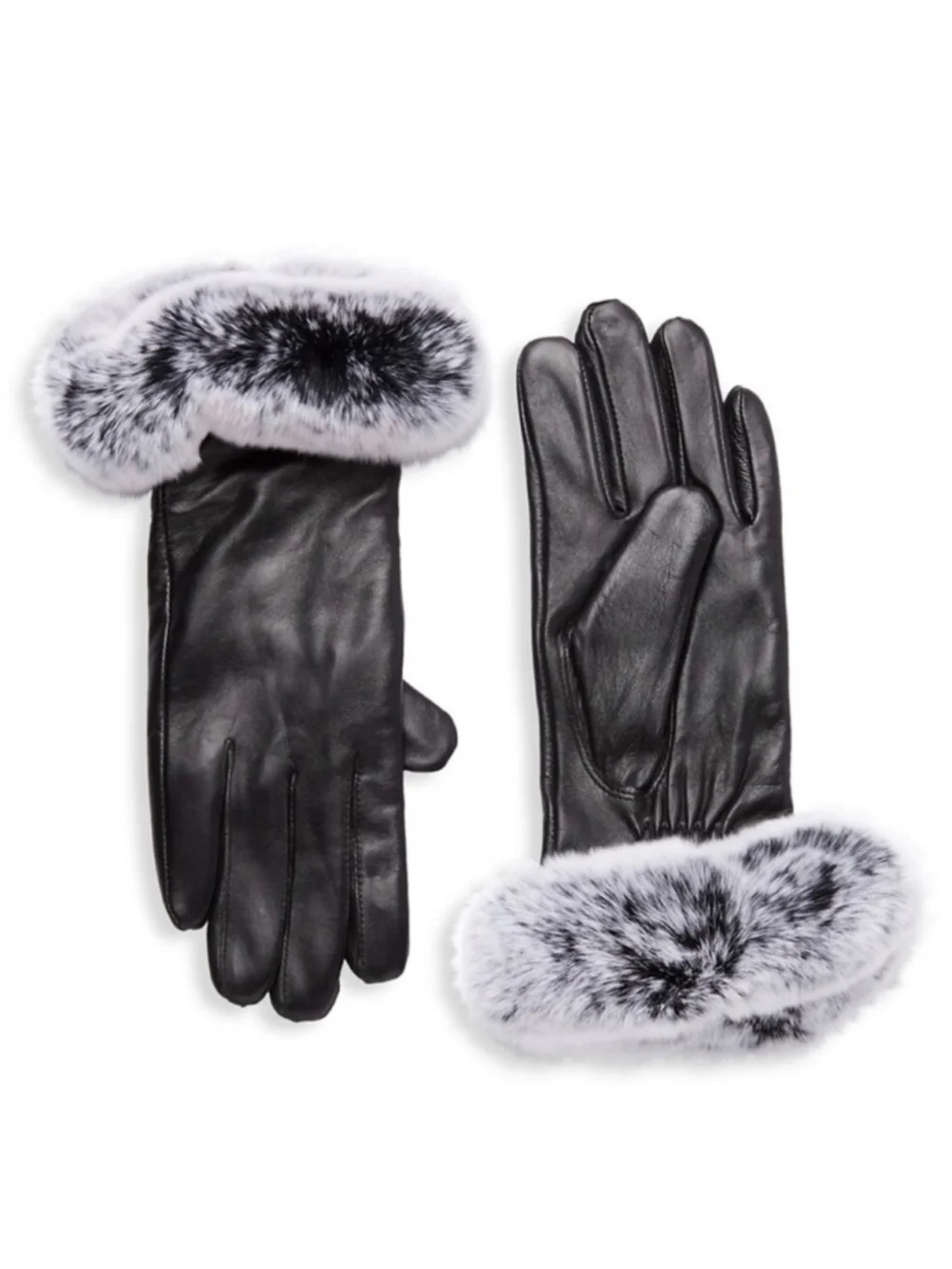 Fox's Genuine Leather Winter Gloves Plush Chinchilla-Style Rex Fur Cuffs Size 8